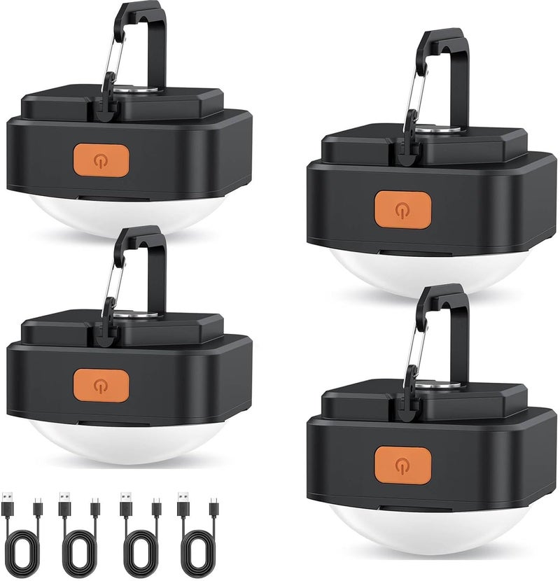 FLY2SKY Rechargeable Camping Lights 4Pcs Black Tent Lights Mini Flashlight Portable LED Camping Lantern Survival Gear Camping Accessories for Hiking Backpacking Fishing Hurricane Emergency Outage - Image 1